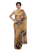 Hand-Painted Ombre Brown Saree with Polka Dot Motifs