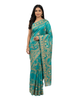 Teal Aura Hand‑Painted Circle Motif Saree