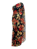 Black Hand painted Saree with Red and Gold Floral Motifs