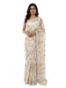 Champagne Leaf Cascade Hand-Painted Saree