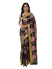 Nocturne Lotus Hand-Painted Saree