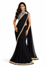 Elegant Black & White Saree with Modern Jacket
