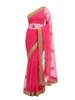 Pink Net Saree with Ornate Gold Zari Border