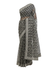 Black Saree with White Resham Floral Embroidery