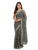 Black Saree with White Resham Floral Embroidery