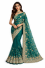 Teal Saree with Gold Embroidery