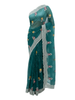 Teal Green Saree with Floral Butti and Embroidered Scalloped Border