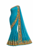 Turquoise Saree with Intricate Embroidery