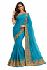 Turquoise Saree with Intricate Embroidery