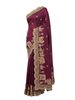Designer Wine Saree with Traditional Doli and Elephant Motif Embroidery