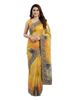 Mustard Yellow and Orange Shaded Silk Saree with Embroidered Paisley Border