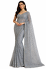 Silver Grey Embroidered Saree