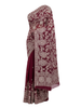 Designer Maroon Saree with Allover White Kashmiri-style Embroidery