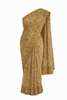 Elegant Golden Saree with Floral Designs