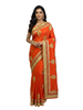 Designer Orange Blend Saree with Heavy Gold Zari and Gota Patti Borders