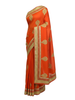 Designer Orange Blend Saree with Heavy Gold Zari and Gota Patti Borders