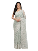 Designer Mint Green Net Saree with Silver Zari Embroidery