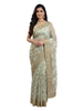 Designer Mint Green Net Saree with Ornate Gold Floral Embroidery