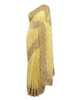 Premium Lemon Yellow Net Saree with Gold Zari and Sequin Embroidery