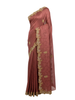Premium Rosewood Saree with Scalloped Zari Embroidery