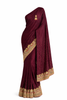 Wine Colored Saree with Gold Design