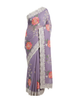 Designer Lavender Saree with Bold Floral Embroidery