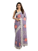 Designer Lavender Saree with Bold Floral Embroidery