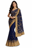 Navy Blue Saree with Gold Embroidery