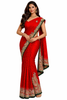 Red Saree with Green & Gold Embroidery