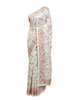 Designer Off-White Saree with Pink and Peach Floral Resham Embroidery