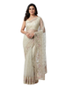 Exquisite Net Saree with Intricate Floral & Wave Embroidery