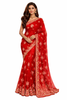 Red Saree with Silver Embroidery