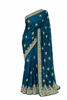 Luxurious Teal Saree with Gold Embroidery