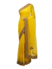 Sun-Kissed Yellow Saree with Ornate Gold Zari and Scalloped Border