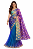 Turquoise to Purple Saree with Gold Designs