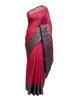 Premium Rani Pink Saree with a Royal Navy and Gold Zari Border