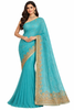 Turquoise Saree with Gold Embroidery