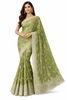 Olive Green Saree with Floral Embroidery