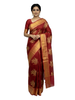 Deep Crimson Chanderi Saree with Grand Floral Gold Zari Weaving