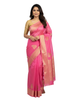 Premium Blush Pink Chanderi Saree with Ornate Silver Heritage Motifs