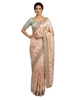 Exquisite Peach Saree with Ornate Golden Embroidery