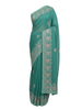 Exquisite Teal Green Saree with Ornate Floral Embroidery
