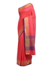 Deep Pink Soft Saree with Contrast Purple Accents and Gold Zari Work