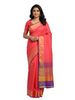 Deep Pink Soft Saree with Contrast Purple Accents and Gold Zari Work