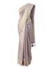 Ethereal Champagne Lavender Tissue Saree with Lustrous Silver Border