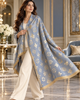 Celestial Blue Cashmere Monogram Shawl