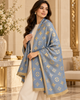 Celestial Blue Cashmere Monogram Shawl