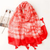 Hakoba Cotton & Linen Shawl Red