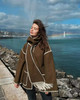 Hakoba Woolen Overcoat Luxury Long Sleeve Dark Brown