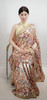 Multicolor Floral Print Satin Saree with Golden Zari Border – Luxe Casual & Festive Wear